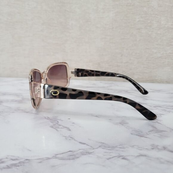 Oscar De La Renta Clear Peachy Pink Frame Sunglasses with Tortoise Arms main image 7